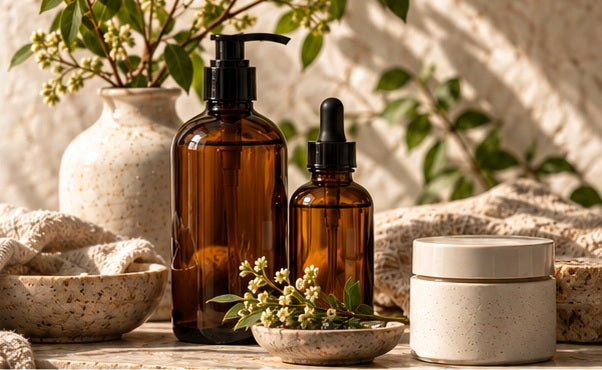 Sunlit botanicals and natural textures.